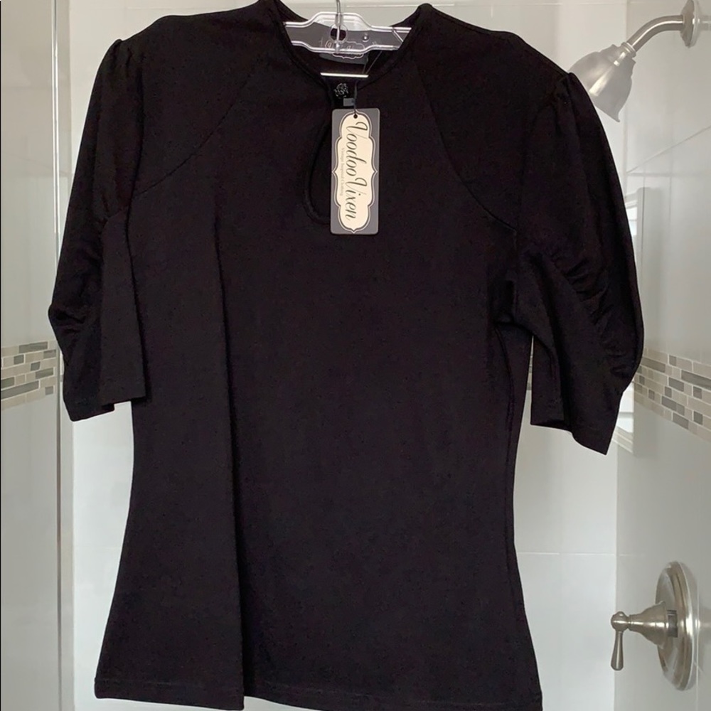 NWT Voodoo Vixen Black Dita blouse size XL